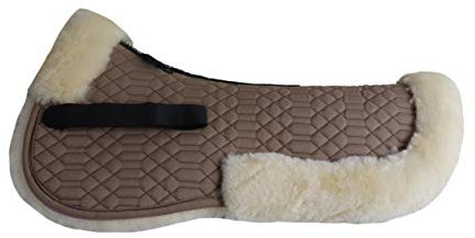 Engel Reitsport | SAKIS2-L-CAM-MED | Sattelkissen mit echtem Merino Lammfell | mit Fellrand vorne und hinten | Steppstoff Camel Fell med. Grösse L