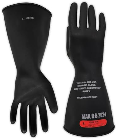 MAGID Rubber Insulating Electrical Safety Gloves, Class 0 ASTM Compliant, Size 9, 11 Cuff, Lineman Electrician Voltage Protection, M011B9
