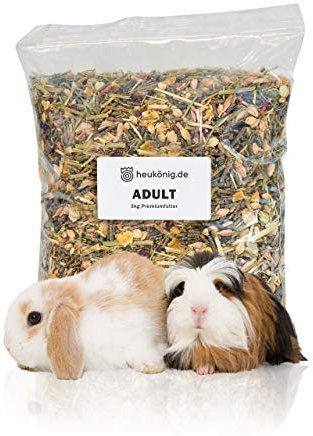 Premiumfutter Adult ohne Farbstoffe für ausgewachsene Kaninchen und Meerschweinchen (18kg) von Heukönig