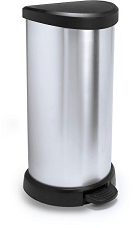 Curver 184106 - Cubo de Basura con Pedal (40 L, Polipropileno, Metal, 30 x 34,9 x 69,7 cm), Color Negro