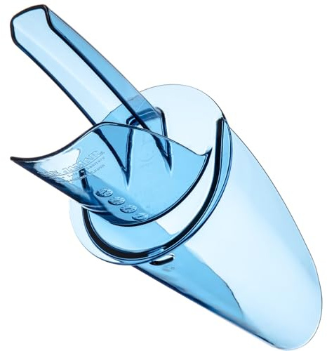 San Jamar Ergonomic Ice Scoop with Shield and Tapered Chute - Easy to Clean, 20-24 Ounce,Blue
