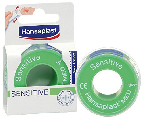 Hansaplast Sensitiv Pflaster 5 m x 1.25 cm, 4er Pack (4 x 1 Stück)