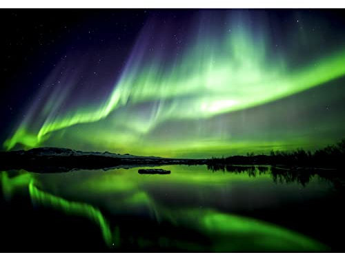 Runa Art Fototapeten 396 x 280 cm Polarlicht - Vlies Wanddekoration Wohnzimmer Schlafzimmer - Deutsche Manufaktur - Grün Schwarz 9032012c