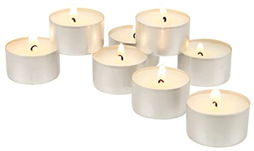 Stonebriar 100 Pack Unscented 8 Hour Extended Burn Time Tea Light Candles, White, 100 Count