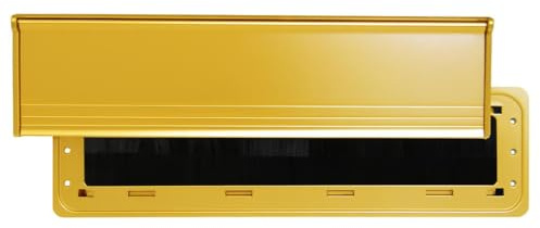 Exitex Letterbox Draught Excluder with Flap & Bristle Seal (Gold) | Spring-closing flap with bristle seal blocks draughts, dust & insects. Reduces heat loss. Easy 5-min fit, fixings included.
