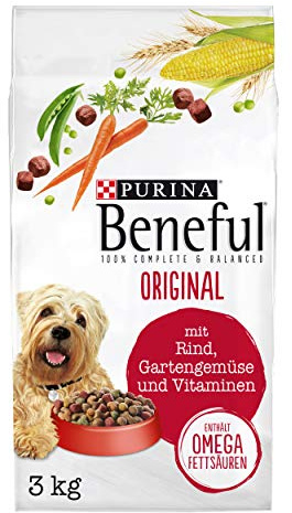 PURINA BENEFUL Original Hundefutter trocken, mit Rind und Gartengemüse, 4er Pack (4 x 3kg)
