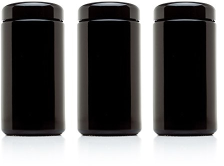 Infinity Jars 500 ml UV Glass Airtight Storage Jar Set, 3 Pack, Black