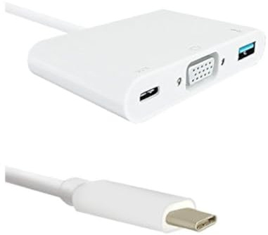 Qoltec 50426 USB 3.1 Tipo C a VGA Adaptador con USB 3.0 A weblich Color Blanco