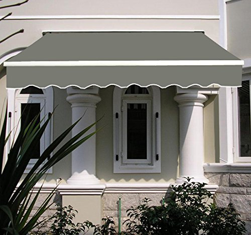 Green Bay 2.5 x2m DIY Patio Retractable Manual Awning Garden Sun Shade Canopy Gazebo Grey with Fittings and Crank Handle