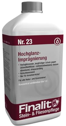Finalit Nr. 23 Hochglanz-Imprägnierung (Wasserbasis) | Glanz für matte Böden | Schutz für Natursteine, Kunststeine, Holz, Laminat & PVC | 1x 1L Konzentrat | Nur für Innen