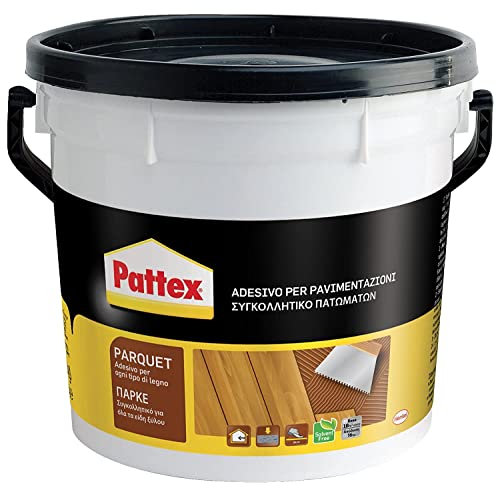 Pattex Parquet, Colla Pastosa per la Posa di Tutti i Pavimenti in Legno, Parquet, Parquet Mosaico, Listelli in Legno, secchio 5kg