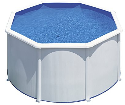 Piscina de Acero Elevada,Redonda con Aspecto Acero Blanco. Piscinas Desmontables para Jardín 240 x 120 cm - Piscina Gre KIT300ECO Fidji.