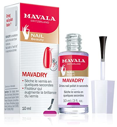 Mavala - Sèche-Vernis Mavadry Transparent Rapide - Fixateur pour Brillance du Vernis à Ongles - Accélérateur de Séchage - Contre l'Écaillement - 10 ml