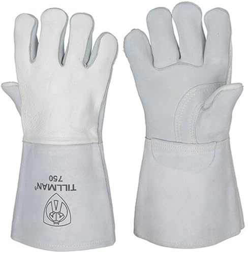 John Tillman X-Large 14 Pearl Gray Premium Elkskin CottonFoam Lined Stick Welders Gloves with Welted Fingers and Kevlar Thread Locking Stitch (TIL750XL)