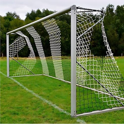Fußball Tornetz Fußballtornetz 7,50 m x 2,50 m Tiefe Oben 0,80 unten 2,00 m Fußballnetz zweifarbig PP 4 mm Farbe Schwarz/Grün