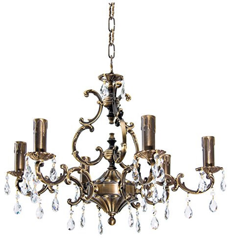 Licht-Erlebnisse Premium Kronleuchter Hängeleuchte aus Messing Antik Jugendstil E14 bis 60W 230V Wohnzimmer Esszimmer Lampe Leuchte innen Pendelleuchte Pendelleuchte Pendellampe Hängelampe