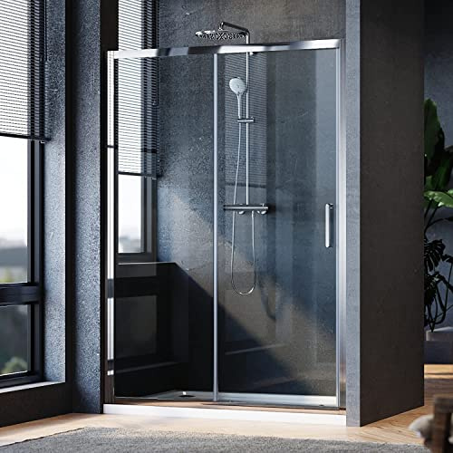 ELEGANT 1600mm Sliding Shower Door Modern Bathroom 8mm Easy Clean Glass Shower Enclosure Cubicle Door