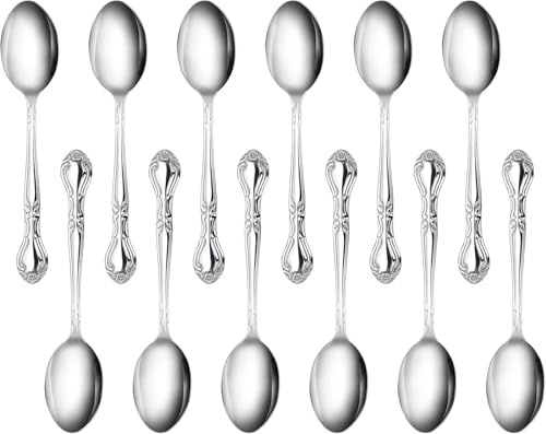 New Star Foodservice Rose Pattern 18/0 Stainless Steel Teaspoon, 6.2-Inch, Set of 12, Commercial Grade