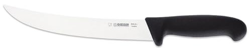 Giesser langes Zuschneidemesser - Grifffarbe schwarz - mit steifer gebogenen 22 cm Klinge - Stechmesser für Jäger, Fleischer oder Metzger
