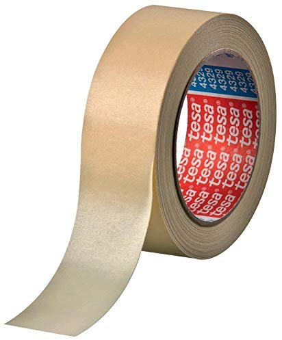 Tesa 04329-00005-01 Adhésif de masquage papier finement crêpé, Jaune Pastel, 50 m x 50 mm
