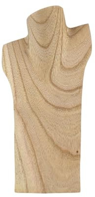 Busto espositore per collane, in legno massello grezzo, altezza: 30 cm