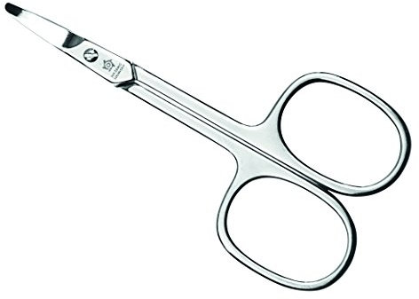 Pfeilring Babyschere, abgerundete Spitze, vernickelt, großes Auge, im Blister