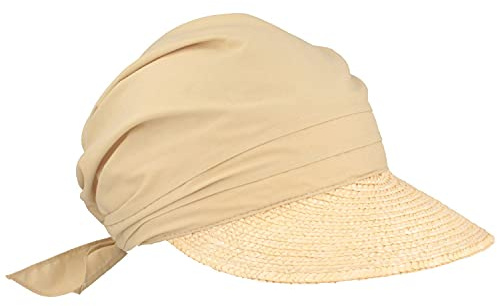 Seeberger Damen Sonnenhut Stroh-/Stoffcap, Einfarbig, Gr. one Size, Beige (leinen 93)