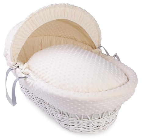 Clair de Lune Dimple Weidenkorb mit Bettwäsche, weiß, 68 x 30 cm (Creme)