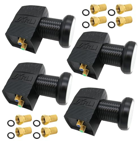 ARLI 4 x UHD Twin LNB + 8X F Stecker Sat Digital 4K 0,1 dB Ultra HD direkt Anschluss 2 Fach vergoldet kontakte Anschluss ausziehbare Wetterschutz Universal Lmb Kopf Anlage Satelliten Antenne 4X Set