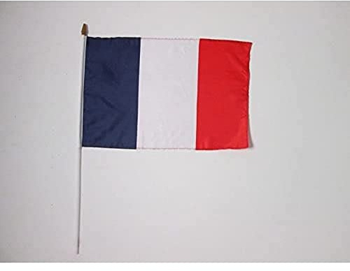 AZ FLAG STOCKFLAGGE Frankreich 45x30cm mit mast - 10 stück FRANZÖSISCHE STOCKFAHNE 30 x 45 cm - flaggen