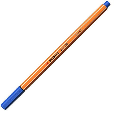 STABILO point 88 Fineliner Stift Stifte – fein blau 1pièce (S) (hellblau, blau, orange, Metall, 0,4 mm, 1 Stück (S))