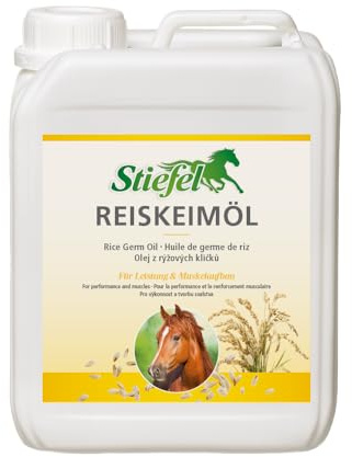 Stiefel Reiskeimöl für Pferde, hochwertiges 100% naturreines Öl, kann den Muskelaufbau & die Leistungsbereitschaft unterstützen, flüssig, 5l