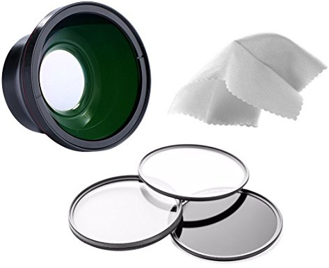 Compatible With Canon Powershot G15 0.43X High Definition Super Wide Angle Lens w/Macro (Includes Necessary Lens Adapter) + 58mm 3 Piece Filter Kit + Nwv Direct Micro Fiber Cleaning Cloth