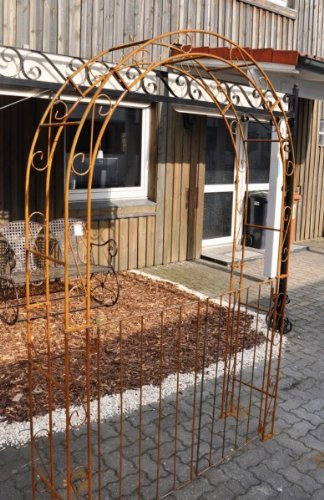 KUHEIGA Rosenbogen 12mm Eisen! B: 140cm Rost mit Türen/Tor