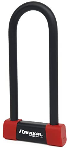 RADIKAL RK250R Antivol Moto Premium, U Homologué SRA, Anse ø18mm en Acier Cémenté, Serrure Anti-Perçage, Cadenas Moto Scooter Vélo Electrique, Double Verrouillage des Deux Disques de Frein, 85x250mm