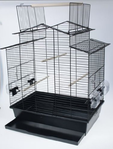 Vogelkäfig IZA III Cabrio schwarz Wellensittichkäfig,Exotenkäfig,Vogelkäfig Vogelbauer Wellensittich Kanarien Voliere Vogelhaus Käfig incl. Badehaus und Trinkröhrchen