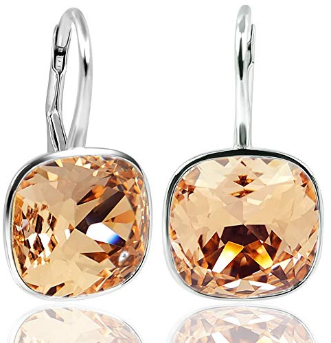 Ohrringe mit Markenkristallen Silber Pfirsich Orange NOBEL SCHMUCK