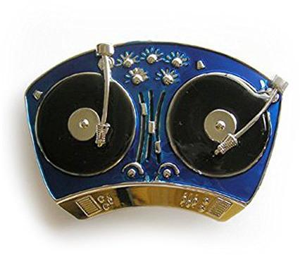 eeddoo® Gürtelschnalle - Turntable blau - DJ - Disco Buckle (Buckle für Wechselgürtel für Damen und Herren | Belt Frauen Männer Oldschool Rockabilly Metall Gothic Wave Rock Biker Western Trucker Skull