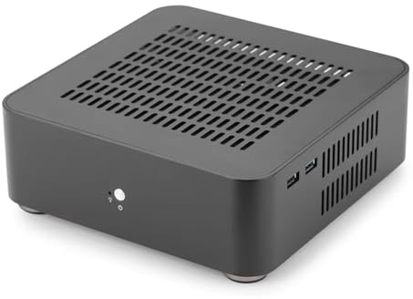 Muuookka Mini HTPC Case Tutto Telaio in Alluminio Mini ITX Computer Gaming PC Case Desktop con Alimentazione A 8 Pin PSU Nero