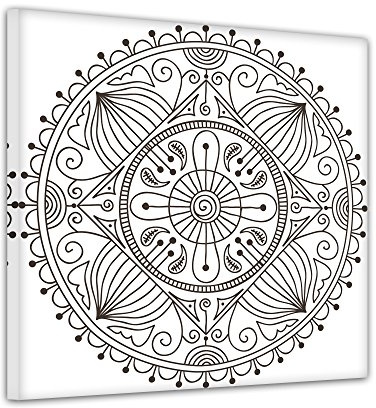 Bilderdepot24 Mandala I - Ausmalbild auf Leinwand, aufgespannt auf Rahmen - Quadrat-Format - 40x40 cm