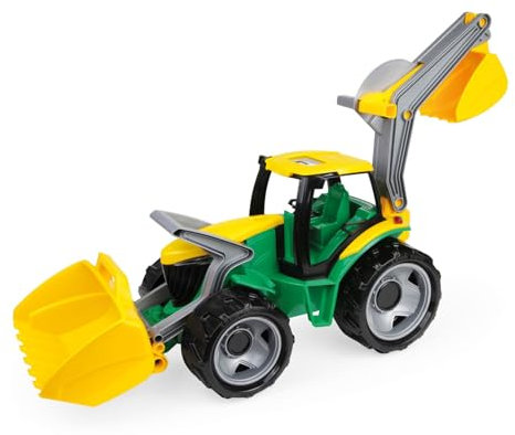 Lena 02080 - Giga Trucks Traktor mit Frontlader und Baggerarm, Starke Riesen Trecker ca. 107 cm, Spielzeugtraktor mit realistischen Funktionen, großes Spielfahrzeug für Kinder ab 3 Jahre
