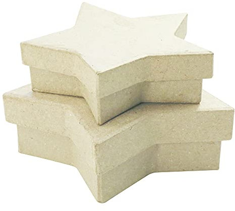 Décopatch - Ref BTS909C - Nesting Star Boxes - Papier Maché Object to Decorate - 10 x 10 x 3cm, 12 x 12 x 3.5cm - Decorate with Décopatch Papers & PaperPatch Glue, Glitter, Paints