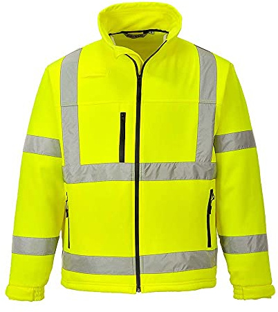 Portwest S424 Klassische Softshell-Jacke Brusttasche mit Reißverschluss | Gelb, 3XL, EN ISO 20471 Klasse 3, UPF 40+, Viele Taschen, 6% Elasthan, Sehr Komfortabel und Wasserabweisend, Klettverschluss