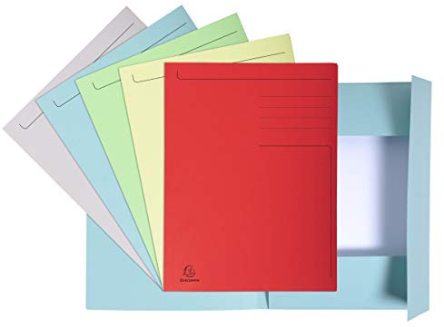 Exacompta 448000E Aktenmappen (Recycling-Karton, 3 Klappen, Beschriftungsfeld, 280g/qm, DIN A4) 10 Stück zufällige
