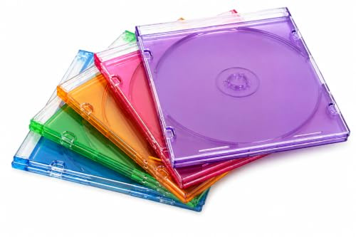 10 custodie sottili colorate per CD/DVD, 5,2 mm, colori assortiti, confezione da 10