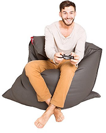QSack Kult Saco, Funda de Saco de Asiento de Piel sintética, Asiento Saco Interior con EPS microperlas Puf de Material de Relleno en alemán Calidad Relleno, Piel sintética, Gris Oscuro