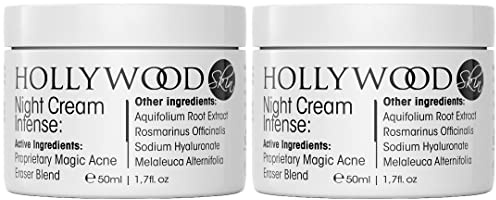 Crema Notte INTENSA - Trattamento notturno contro l’acne. 400% PIU` FORTE delle tradizionali creme contro l’acne. Bottiglia da 50ml (2 Bottle)