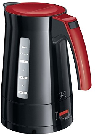 Wasserkocher - MELITTA - Enjoy Aqua, 1,7 L, 2400 W, schwarz/rot, entnehmbarer Kalkfilter, 1003-01 bk/rd