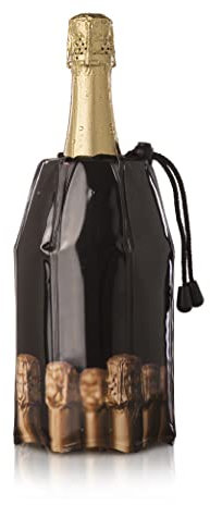 Vacu Vin Active Cooler Champagne Chiller - Reusable, Flexible Wine Bottle Cooler - Champagne Bottle Print - Champagne Cooler Sleeve For Standard Size Bottles - Insulated Champagne Bottle Chiller