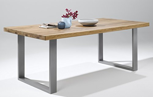 Esszimmertisch 180x100 Wildeiche naturbelassen massiv mit Metallfüssen